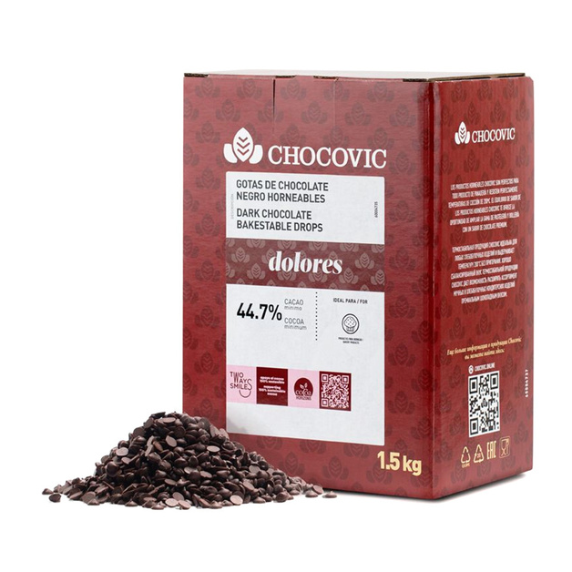 Капли Термостабильные из Темного Шоколада Chocovic Dolores 1,5кг