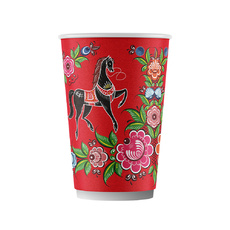 Стакан Двухслойный Городецкая Роспись 350мл 30шт