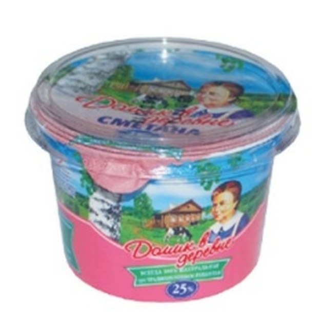 Сметана «Домик в деревне» 25% п/ст «ВБД» - 180 г