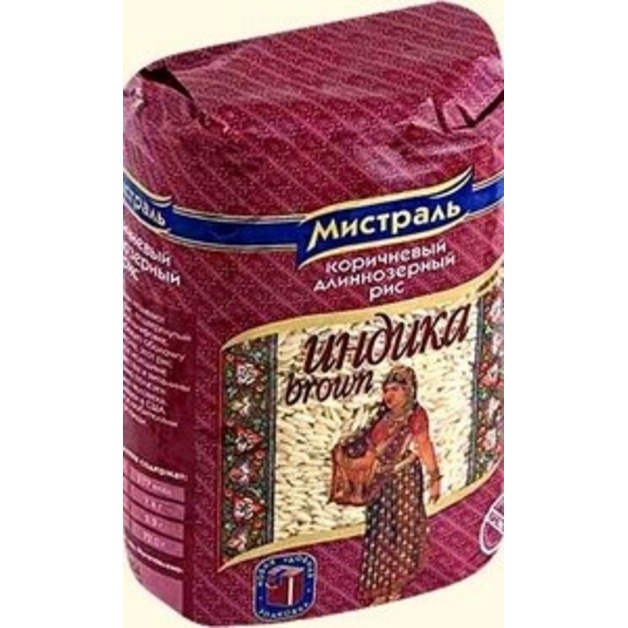 Рис Индика Brown коричневый длиннозерный «Мистраль» - 1 кг