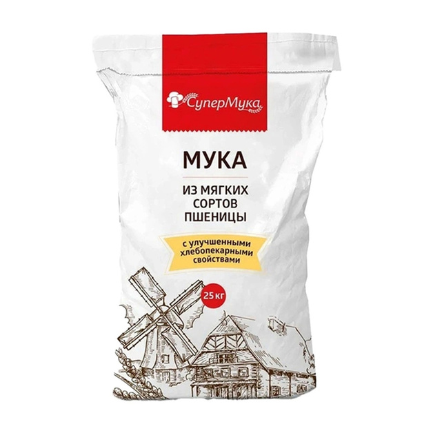 Мука Пшеничная СуперМука для Пельменей и Вареников в/с 25кг