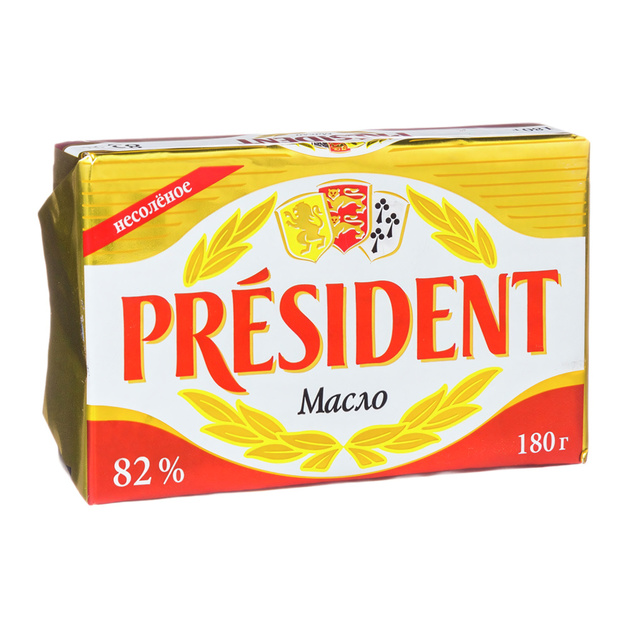 Масло Кислосливочное President 82% 180г