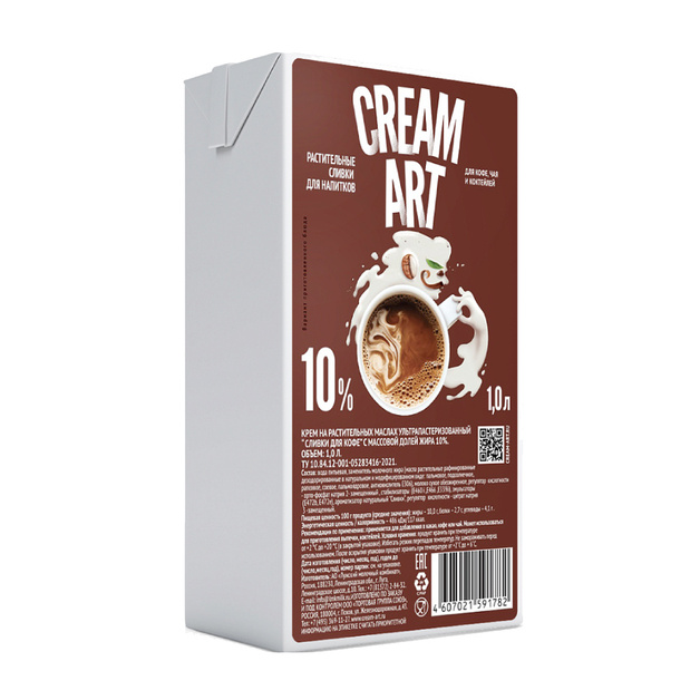 Крем на Растительных Маслах Cream Art Сливки для Кофе 10% 1л