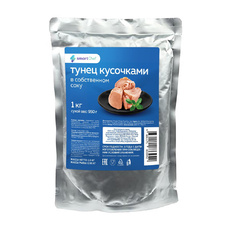 Тунец Кусочками Smart Chef в Собственном Соку Китай 1кг Сух. Вес 950г