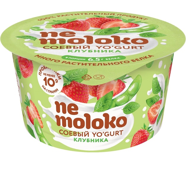 Йогуртный продукт соевый с клубникой Nemoloko 130 гр.
