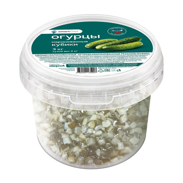 Огурцы Smart Chef Маринованные Кубики 3кг Сухой Вес 2кг