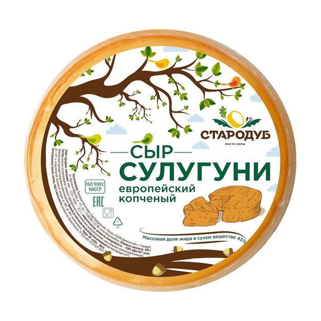 Сыр Стародуб Сулугуни Европейский Копченый 45%