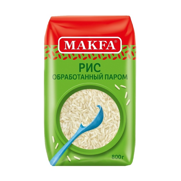 Рис Длиннозерный Makfa Шлифованный Обработанный Паром 800г