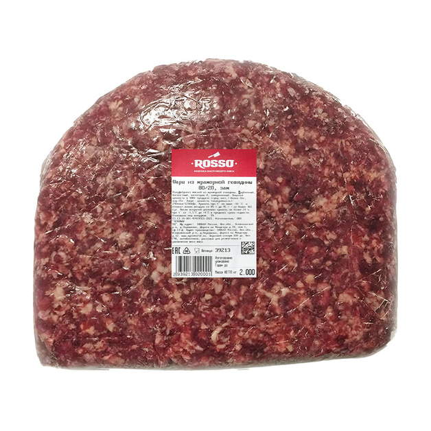 Фарш из Мраморной Говядины Rosso Замороженный 80/20 2кг в/у