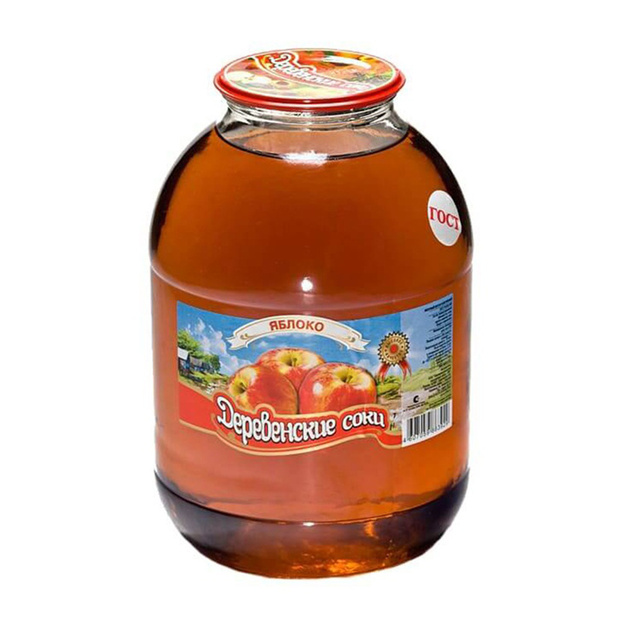 Нектар Деревенские Соки Яблочный Осветленный ГОСТ 3л