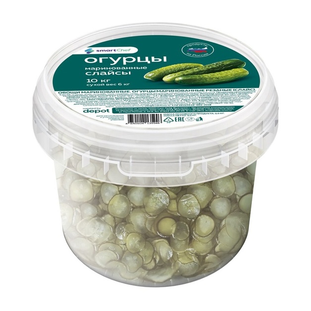 Огурцы Smart Chef Маринованные Слайсы 10кг Сухой Вес 6кг