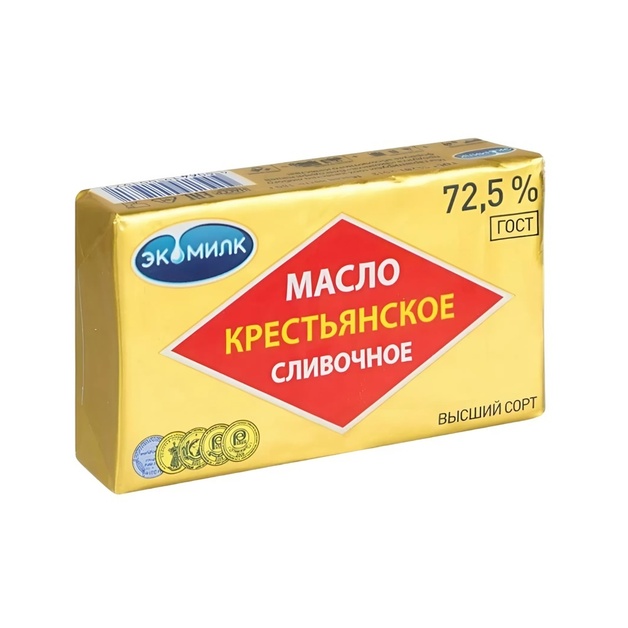 Масло Сливочное Экомилк Крестьянское 72,5% 160г