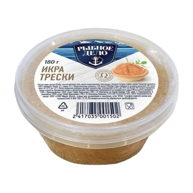 Икра Трески Рыбное Дело 180г