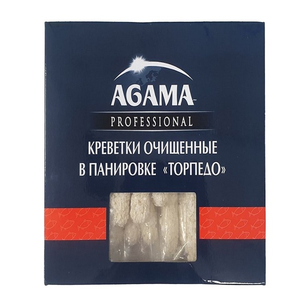 Креветки Agama Сырые Очищенные с Хвостом в Панировке Панко Торпедо 1кг