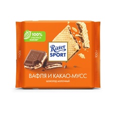 Шоколад молочный «Ritter Sport» вафля и какао-мусс - 100 г