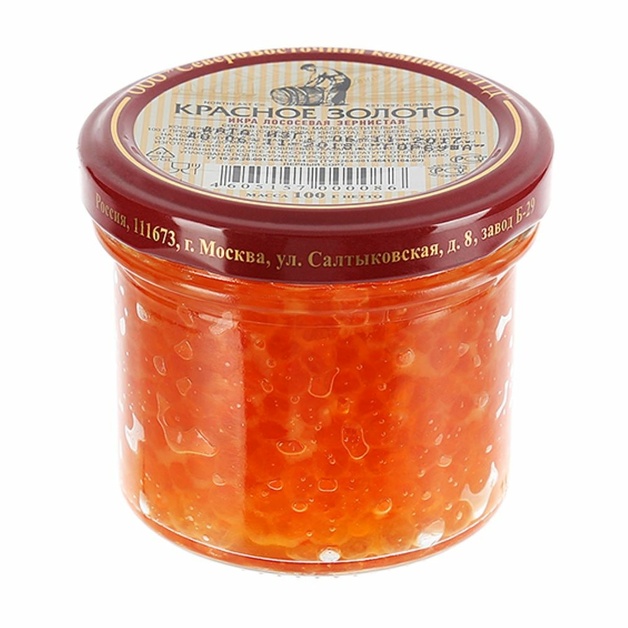 Икра Лососевая Горбуши Красное Золото Зернистая 100г Стекло