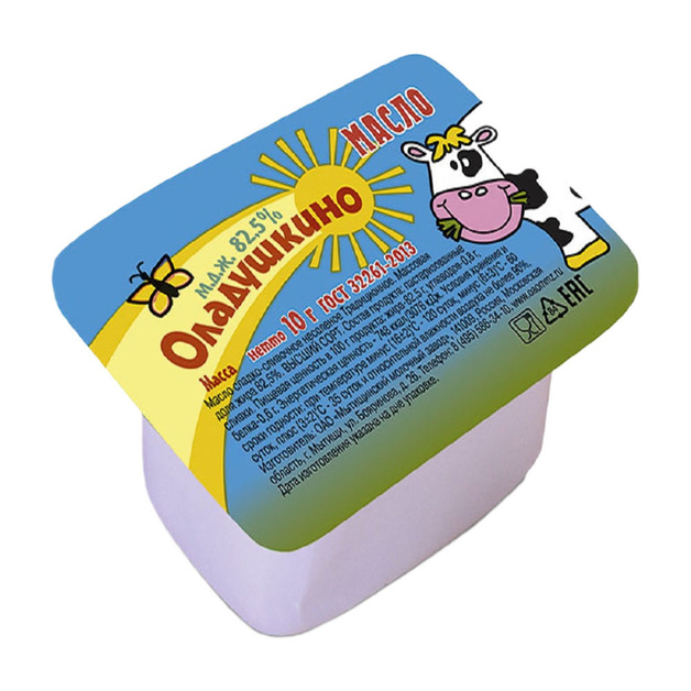Масло Сладко-Сливочное Оладушкино Несоленое 82,5% 10г