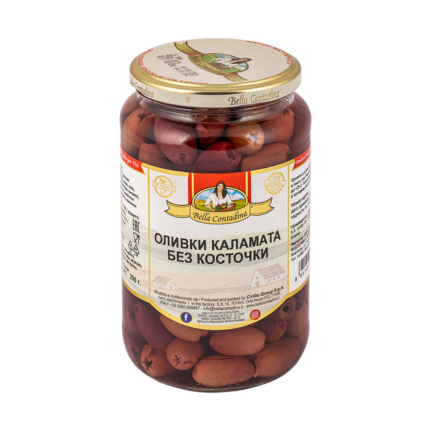 Оливки Каламата без Косточки Bella Contadina 580мл Сух. Вес 290г