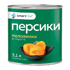 Персики Smart Chef Половинки в Сиропе 3,1л Сухой Вес 1,8кг*